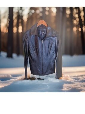 East 5th Black Leather Jacket Petite Small